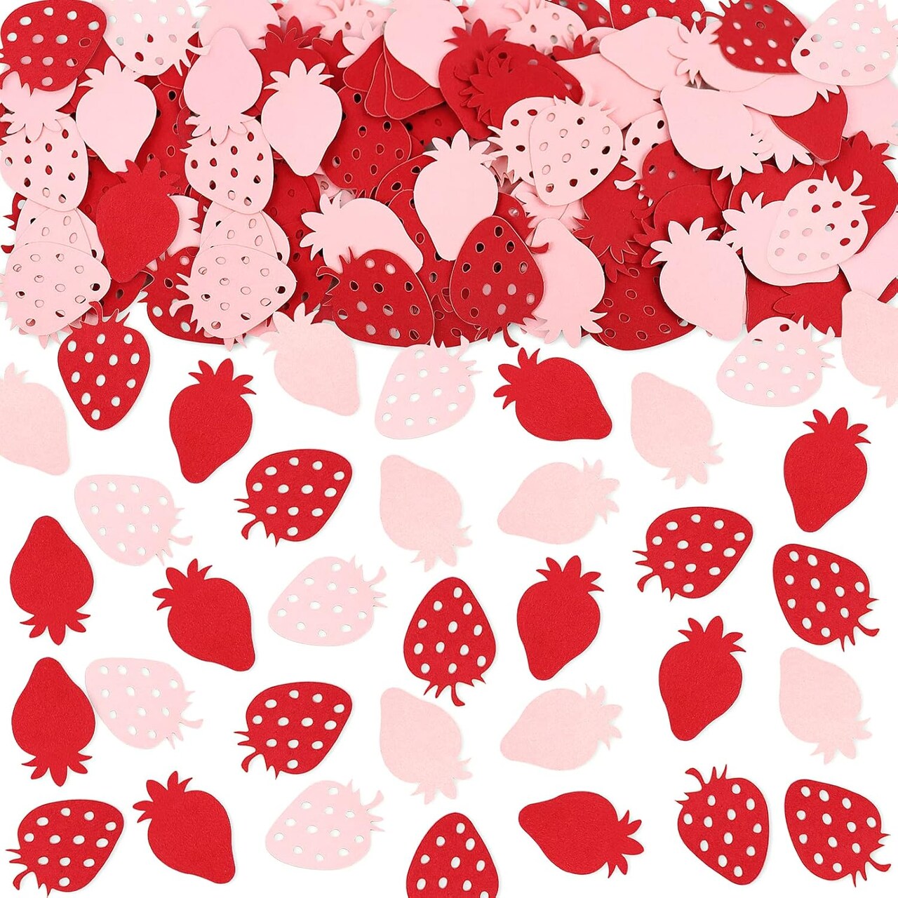100PCS Strawberry Confetti Strawberry Table Pink and Red Confetti for Baby Shower Themed Bee Birthday Table Decoration Supplies (red)